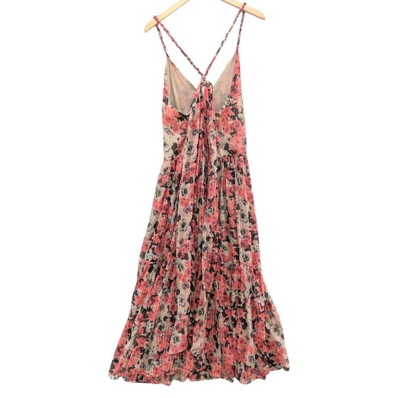 ASTR the Label Eartha Maxi Dress Pink Taupe Floral Metallic Sleeveless Size S - Picture 2 of 9